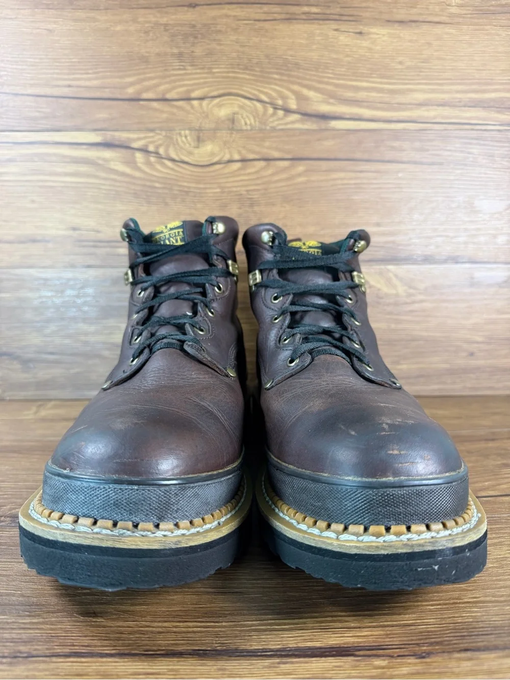 Georgia Giant Mens Size 15‎ Brown Classic Leather Lace Up Work Boots Shoes